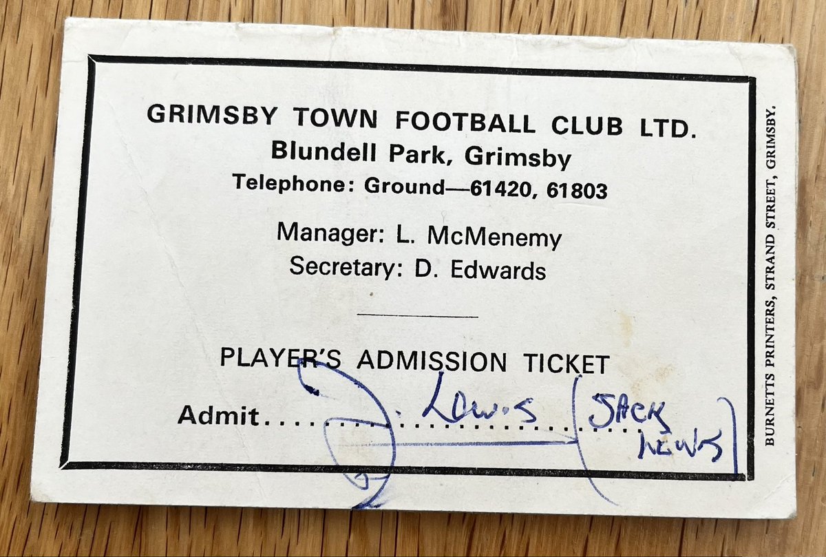 Former #GTFC player Jack Lewis is number #760 to have represented the Club.

His son is pictured with his certificate before it’s handed over to the man himself

Out of season Jack worked as a bingo caller in Cleethorpes! 

#RememberWhenGTFC