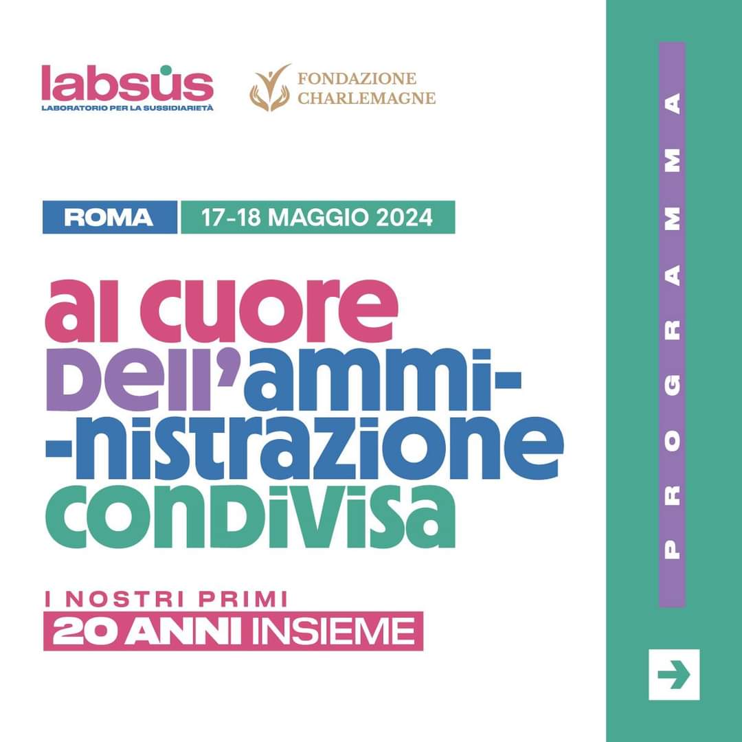 @Labsus1
📅 Venerdì 17 e sabato 18 maggio, si terranno, a #Roma, gli eventi “L’Amministrazione condivisa per una città plurale” e “L’Assemblea annuale di Labsus“.
La partecipazione è aperta a tutti previa iscrizione: labsus.org/events/al-cuor…