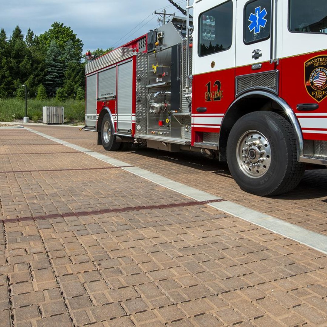 Thank you for everything you do. #HappyInternationalFireFightersDay 🙏     To learn more about the Grand Traverse Fire Station, visit: bit.ly/39yjIR1 #Unilock #transforminghardscapes #firefightersday #permeabledesign #paverdesign