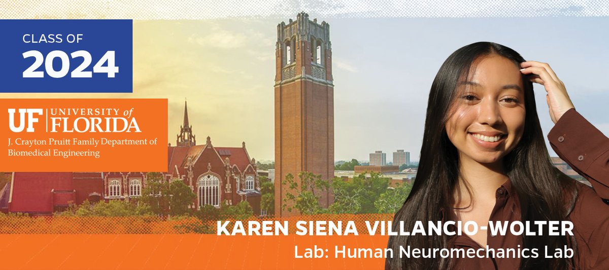 Proud to celebrate Karen Siena Villancio-Wolter's graduation with a B.S. in Biomedical Engineering. Her impactful research in assistive lower-limb robotics & rehabilitation biomechanics showcases the innovation of @Ferris_vball' lab. @sienavillancio bme.ufl.edu/student-spotli…