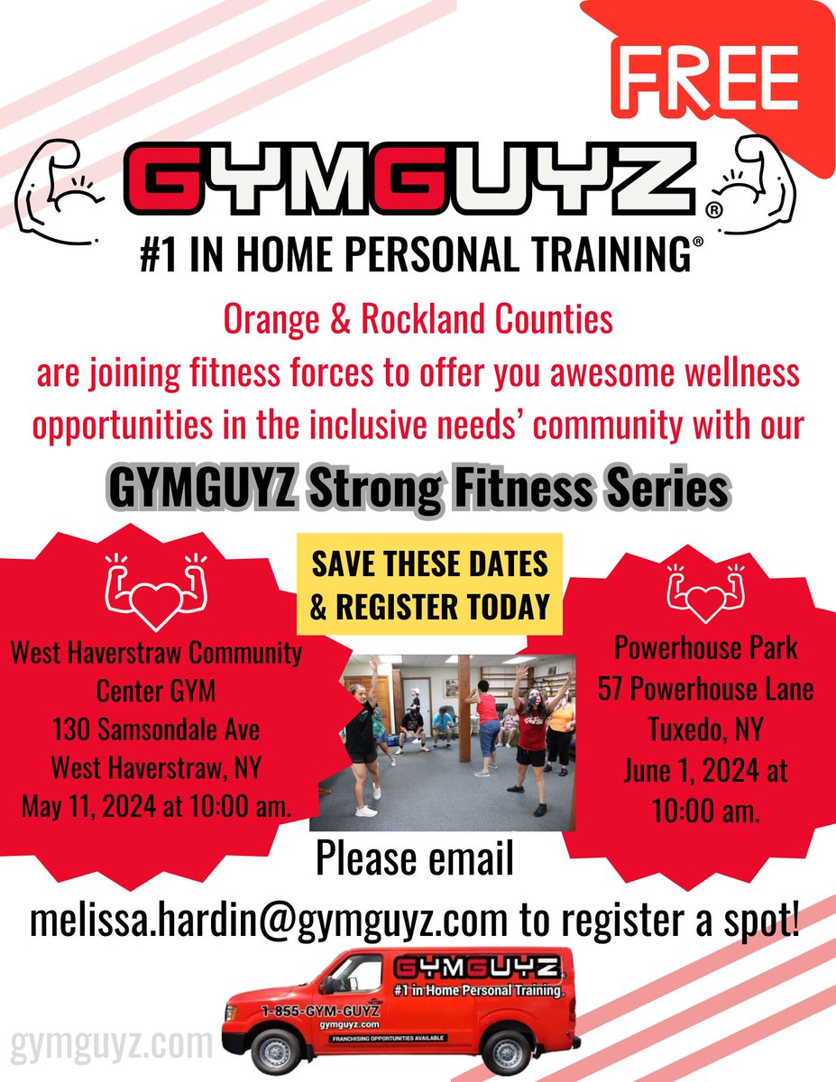GYMGUYZ Strong Fitness Series on May 11 with GYMGUYZ Orange and Rockland Counties! REGISTER NOW!
.
.
.
#westhaverstraw #rocklandcounty #GYMGUYZrocklandcounty #GYMGUYZorangecounty #haverstraw #adaptivefitness #rocklandmoms