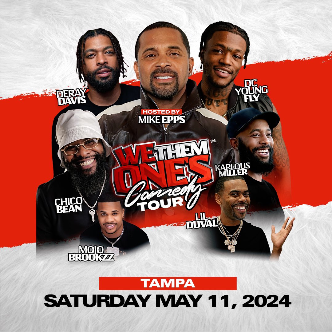 We Them Ones Comedy Tour hits Tampa in just one week! Get tickets to see Mike Epps and friends here on May 11 🎟️ bit.ly/45QnwVa
