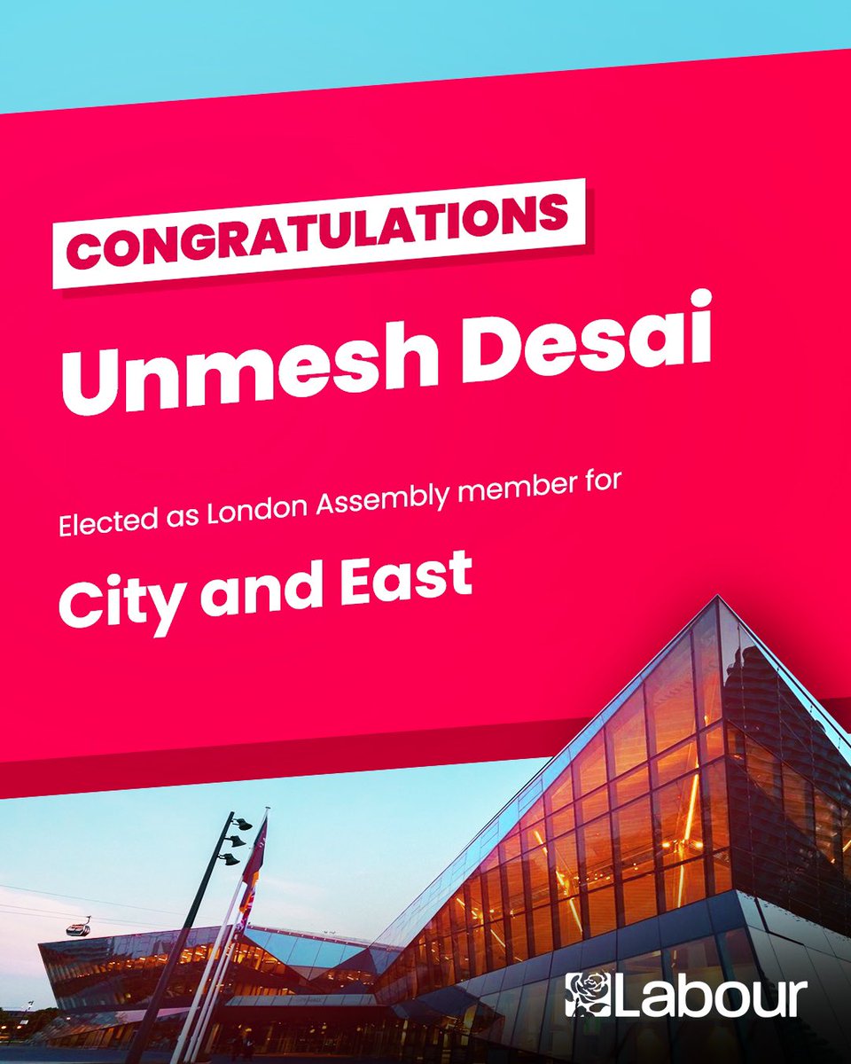 Congratulations <a href="/unmeshdesai/">Unmesh Desai AM</a>, elected as London Assembly member for City and East.