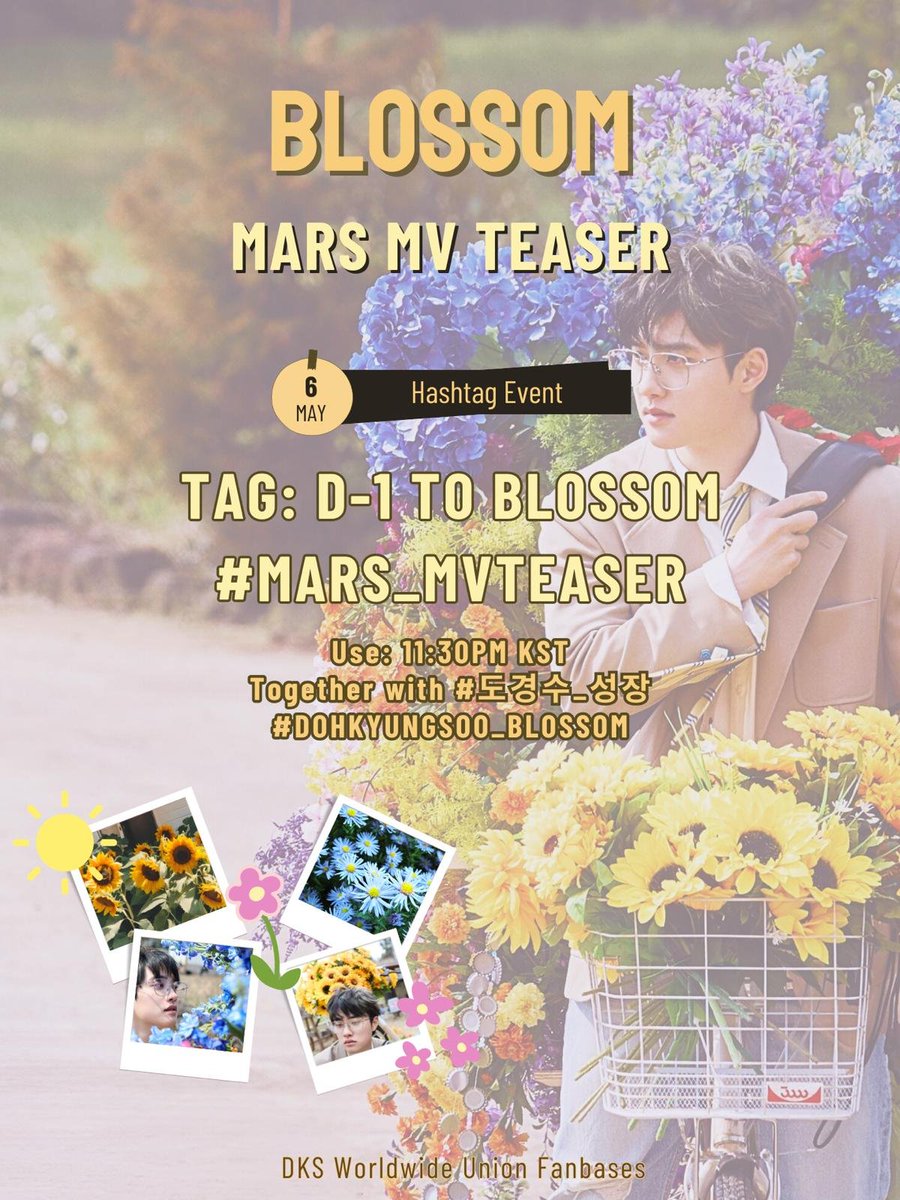 🤖Mars MV Teaser Kyungsoo with flowers is such a mood! What do you think will be revealed tonight? 🌸 Use the tag and hastags from 2330 KST! Tag: D-1 to BLOSSOM #⃣MARS_MVTeaser #도경수_성장 #DOHKYUNGSOO_BLOSSOM @companysoosoo_