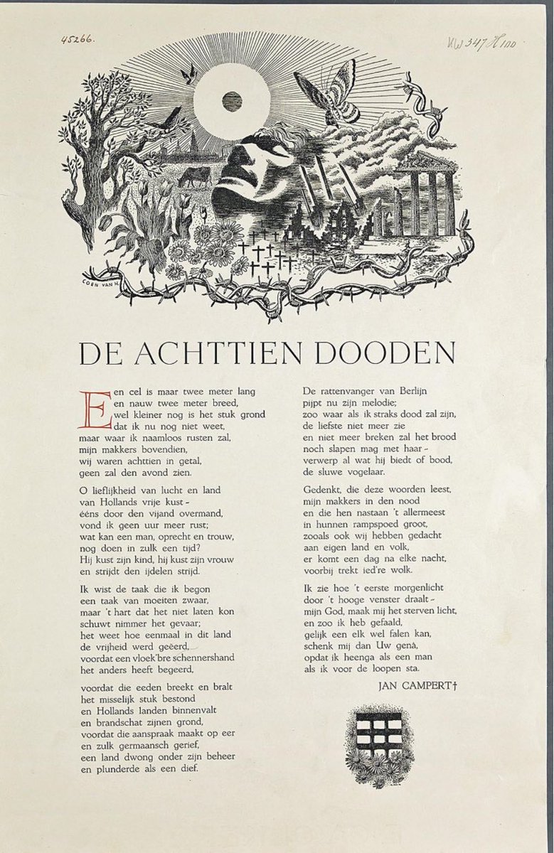 Het lied der achttien dooden, verzetsgedicht van Jan Campert (1902-1943)