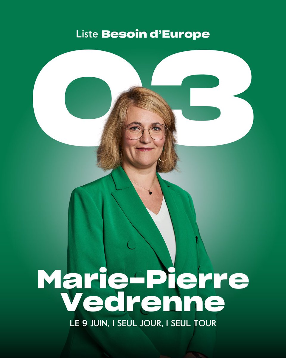 @guetta_en 3️⃣Au cours de son premier mandat, @MariePierreV s’est battue pour renforcer l’🇪🇺 sociale et pour instaurer de nouvelles règles dans le commerce mondial. Elle continuera ce travail pour mettre fin à la naïveté européenne face aux grandes puissances mondiales.