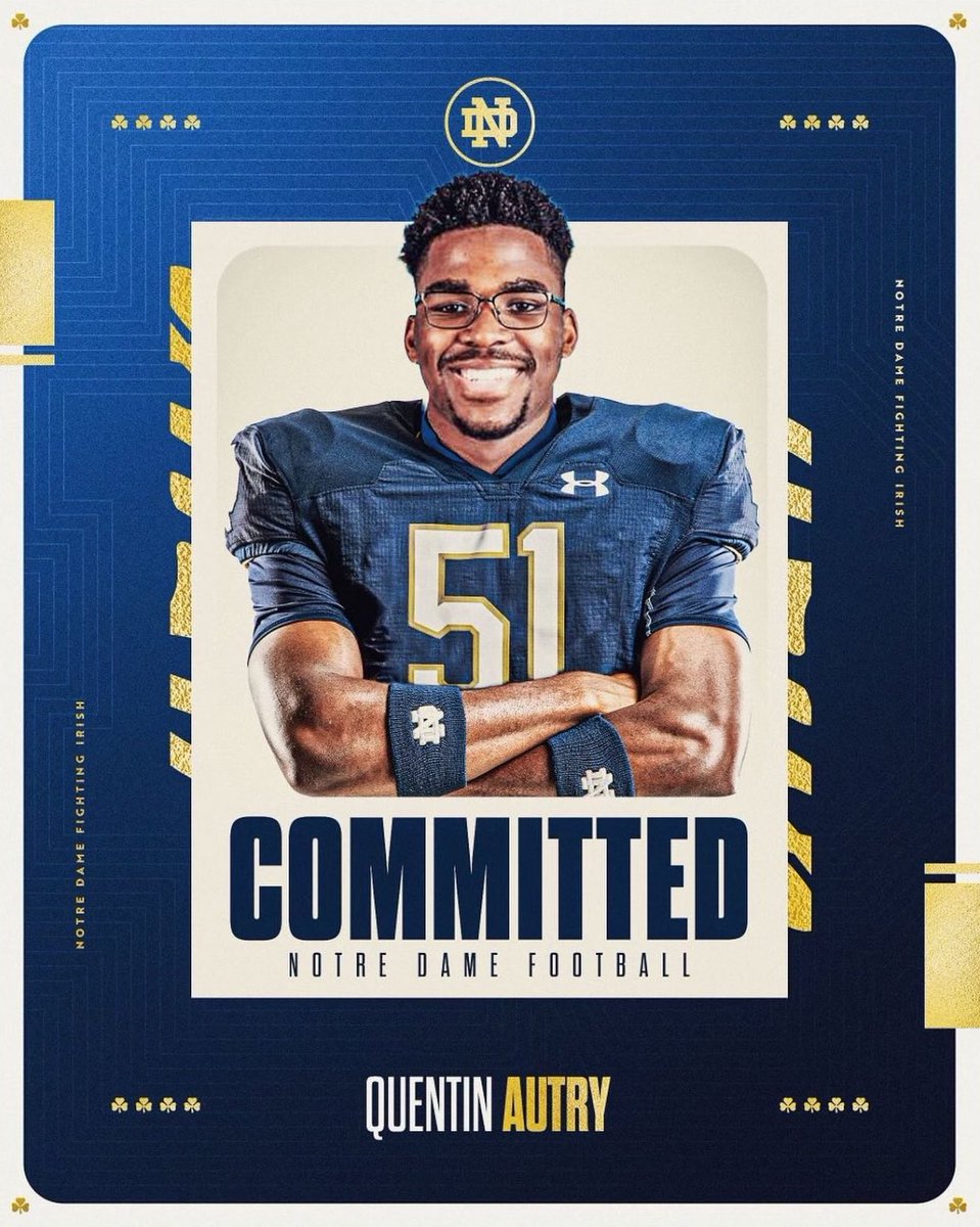 Former Columbia defensive tackle Quentin Autry committed to Notre Dame as a preferred walk-on, he just announced on Instagram.🍀 @jacksoble56 has the story: on3.com/teams/notre-da…