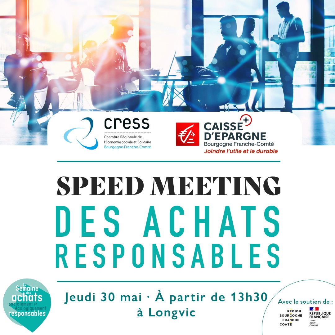 [#Ess - #SASER24] @CressBFC / @CaissEpargneBFC : 'Speed-meeting des #ASER', le 30/05 à #Longvic (21) ➡️ ess-bfc.org/agenda/le-spee… cc @ASER_ESS @tat_desmarest @DijonMetropole_ ⤵️