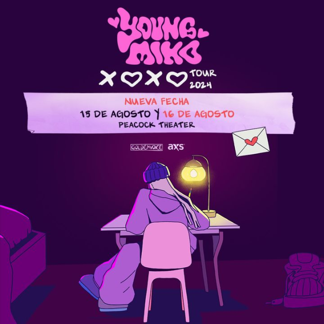 att.ention! 🗣️ Tickets on sale now for Young Miko’s XOXO TOUR at Peacock Theater on August 15 & 16, 2024! 💗 Grab yours today! 💌 🎟️ at: pckthr.la/YoungMiko24FB #WeAreAEG dy.si/w8ChaK