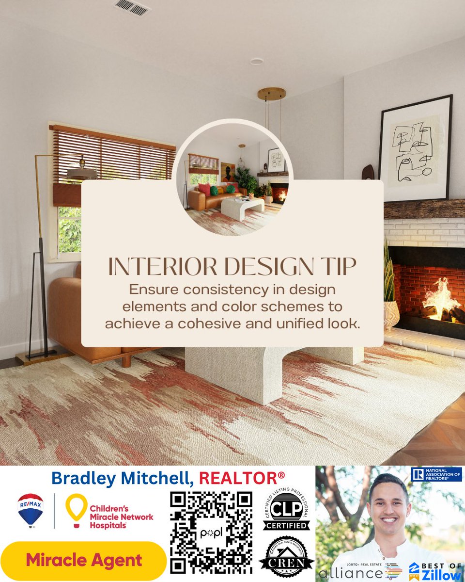 AskBradleyRE's tweet image. Interior design tip: Consistency is key! Ensure your design elements and color schemes flow harmoniously to achieve a cohesive and unified look in your space. From furniture to decor, let every detail contribute to the overall aesthetic.

#TwoZeroSeven #REMAXCOLLABORATIVE