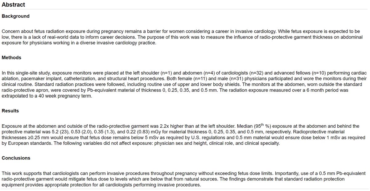 📑#QI Featured Abstract at #SCAI2024 💡In-Practice Measurement of #RadiationExposure and Protection for (assumed) Pregnant Cardiologists Performing Cardiac Catheterization & Electrophysiology Procedures ➡️doi.org/10.1016/j.jsca… @allisoncabalka @MayraGuerreroMD @rajivxgulati