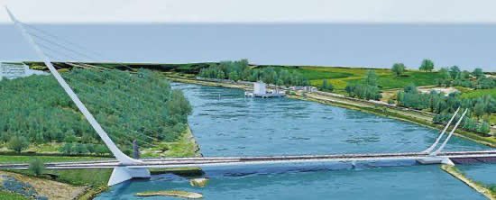It looks like the construction of the Narrow Water bridge is imminent. Does anyone know if the design has been finalised? Will it end up looking like the artist’s impression below from 2008? If so, does this design align with calls to extend the ‘Ancient East’ into South Down?