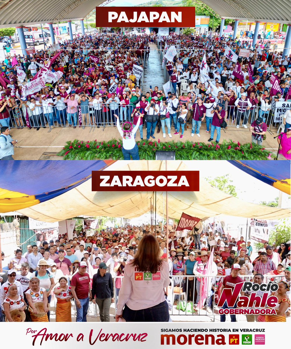 Ayer PAJAPAN y ZARAGOZA nos recibió con la alegría y entusiasmo que caracteriza al sur del estado. Muchas gracias a todos los habitantes de estos municipios; este 2 de junio vamos todos a votar parejo, ¡Todo Morena, PT, Partido Verde y Fuerza por México! ❤️Por amor a #Veracruz❤️