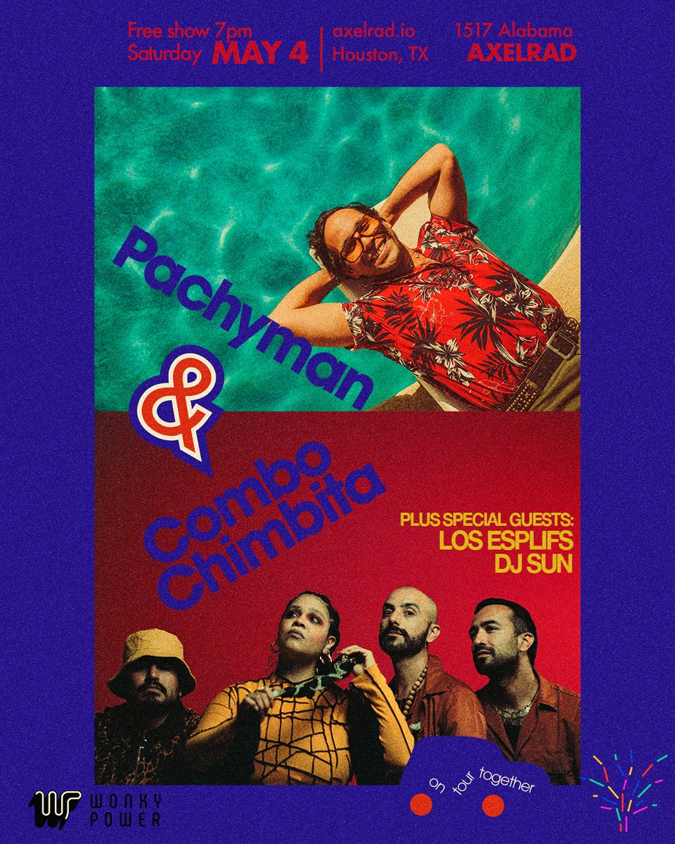 Houston Tonight! We have a special free concert with @pachyman + @combochimbita and support from @losesplifs and @djsun Arrive early! Tropical, dub-drenched, afro carribean, psychedelic sounds will fill the air! Presented by @wonkypower Address: 1517 Alabama St. Houston,TX 77004