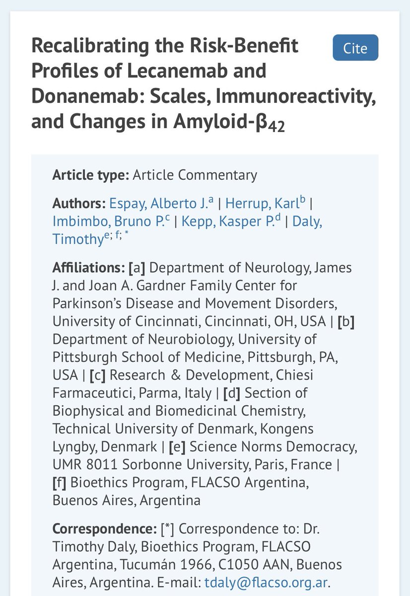Recalibrating the Risk-Benefit Profiles of Lecanemab and Donanemab: Scales, Immunoreactivity, and Changes in Amyloid-β42

@AlbertoEspay 

Link: content.iospress.com/articles/journ…