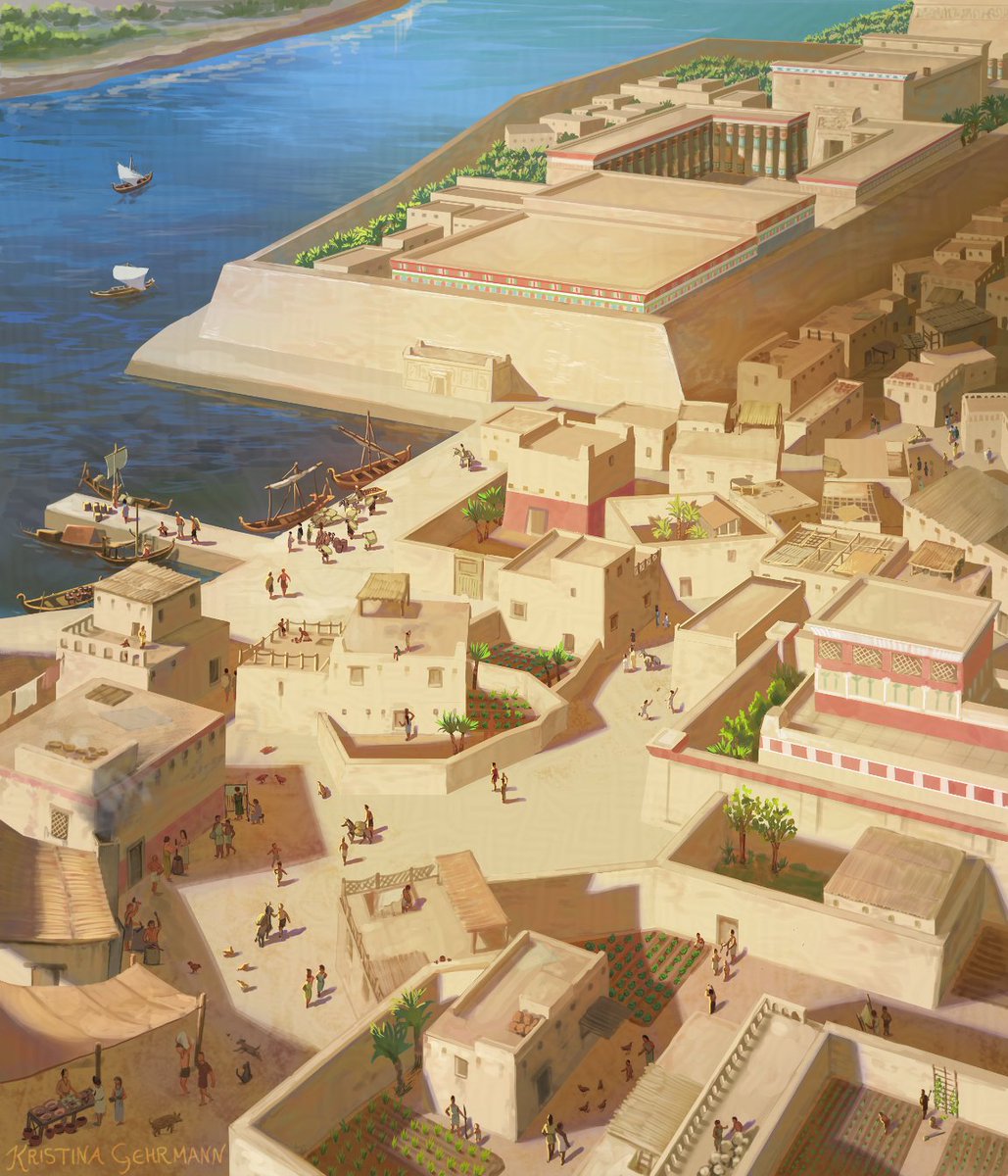 New illustration! A view of ancient Thebe east of the Nile, with the Karnak temple complex. For a childrens' nonfiction book.
Client: Noordhoff