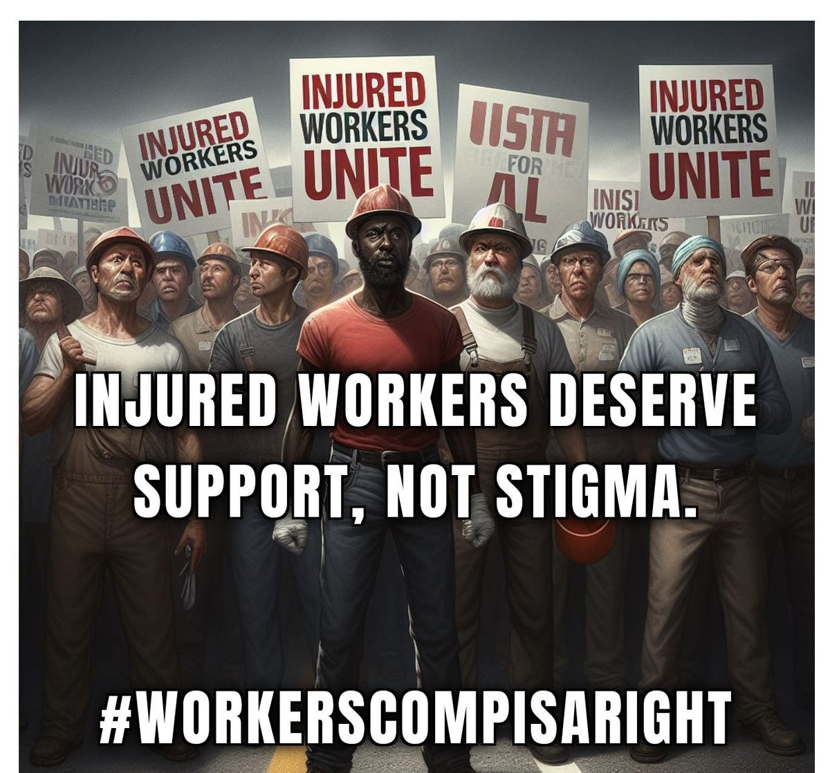 Injured workers deserve support, not stigma. Let's stand together to end the stigma and ensure fair treatment for all. #WorkersCompIsARight #SupportNotStigma #InjuredWorkers