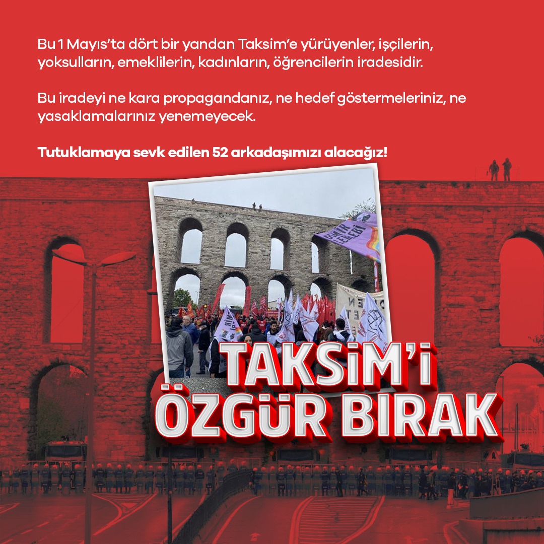 1 Mayıs'ta Taksim'e yürümek suç değildir. #TaksimiÖzgürBırak