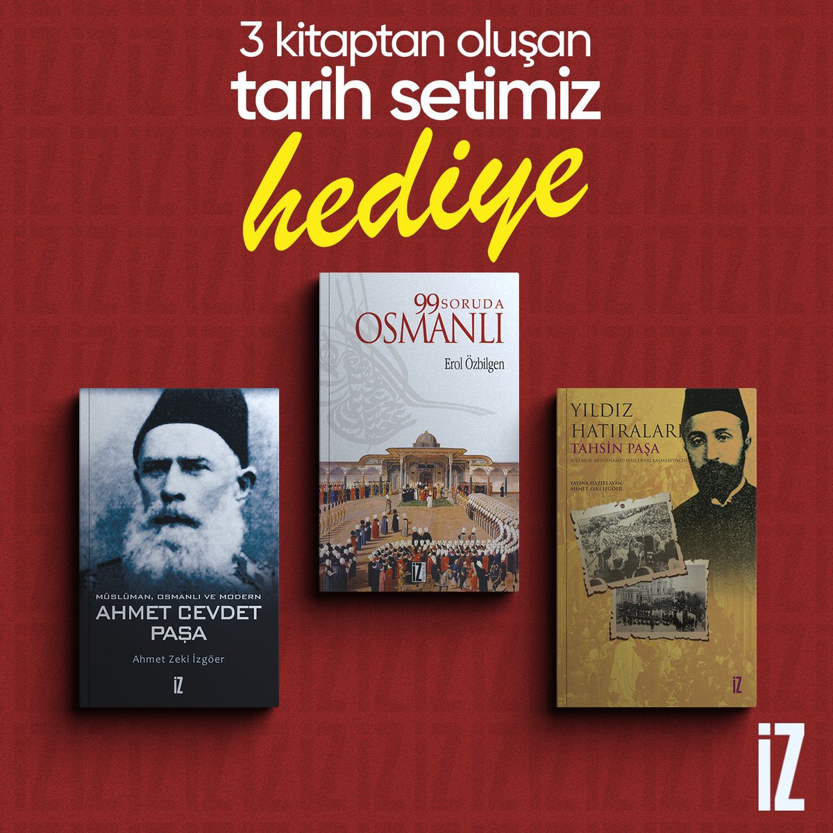 ÇEKİLİŞ | 3 kitaptan oluşan tarih setini bir takipçimize hediye ediyoruz. Yapmanız gerekenler; ♦️ @izyayincilik hesabını takip et ♦️ bu tweeti RT et ve beğen ♦️ yoruma arkadaşlarını etiketle *Son gün 10 Mayıs 2024 Cuma 📖 🎉