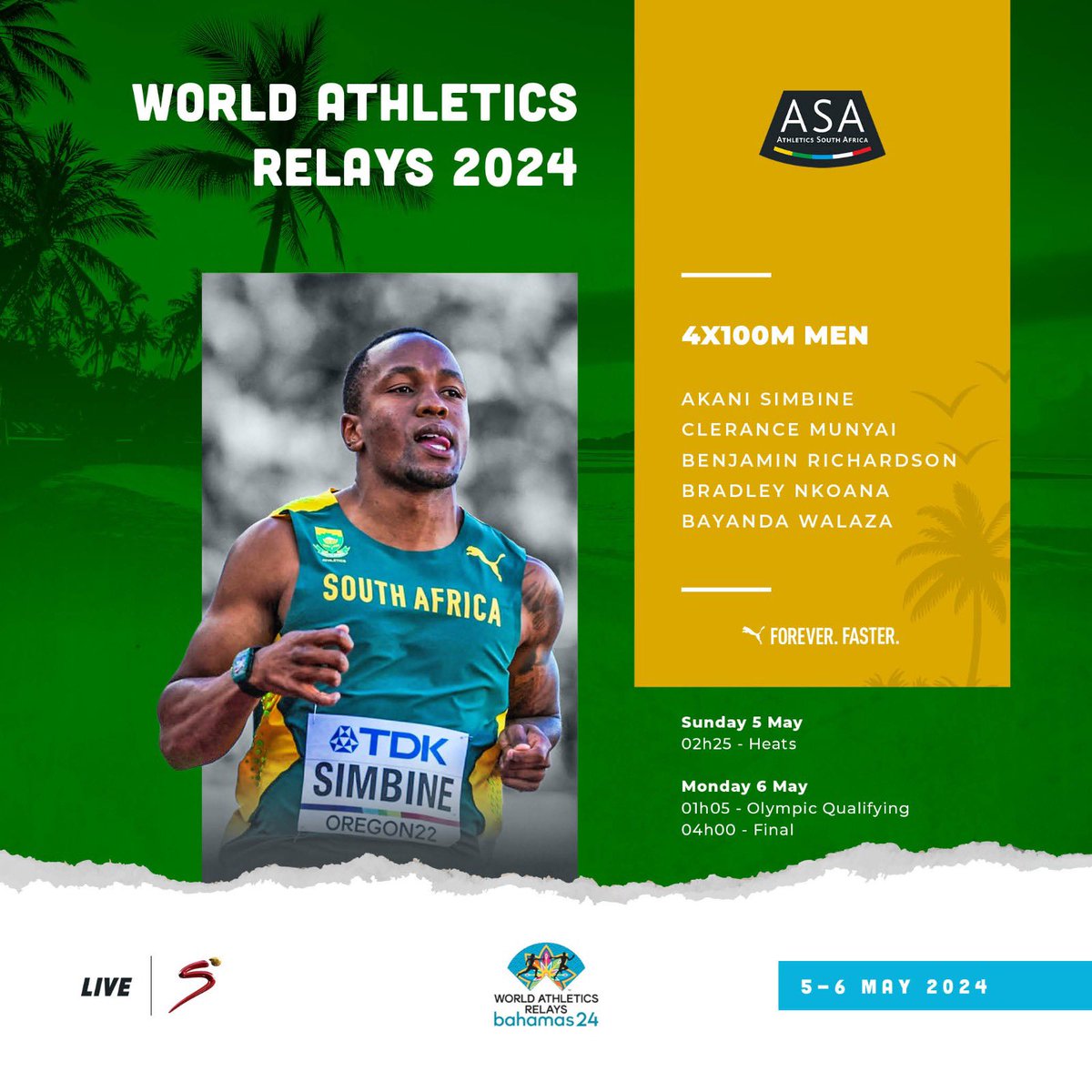 'The ultimate athletics game of tag' watch our favourite heroes take on the world stage 🔥🇿🇦 #Worldrelays #RoadToOlympics #TeamSA