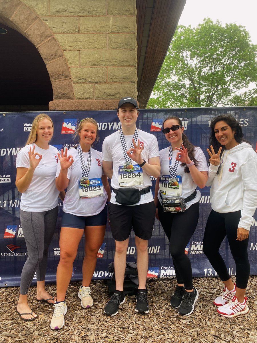 @IUSportPsych did the dang thing & raised over $1,300 for @HilinskisHope in the Indy @500Festival Mini Marathon! Such an incredible honor to wear the #H3H logo on our backs today 💚 #MentalHealthAwareness #YouMatter #WhyIMini