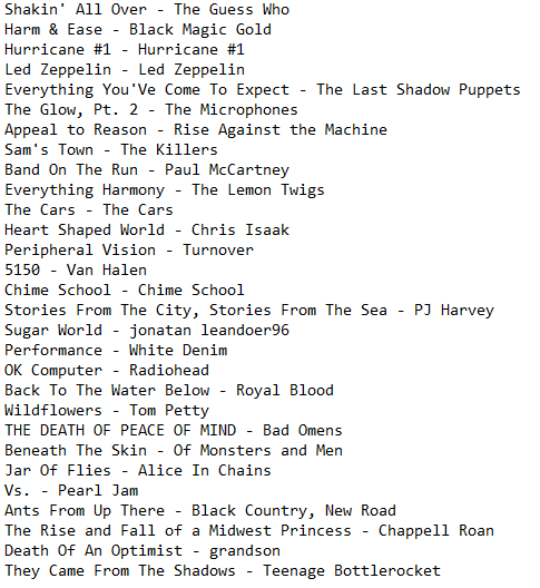 pepazx_'s tweet photo. Cerramos con 81 discos. Filtré un poco y las separé en lo que me pareció adecuado:
- rock/pop y similares en ingles
- hiphop/rap
- rock/pop y más en español
- todo lo que no me convencía poner en las otras tres 
Hoy empiezo veremos qué onda 🧌 https://t.co/B7J6R1HaHy