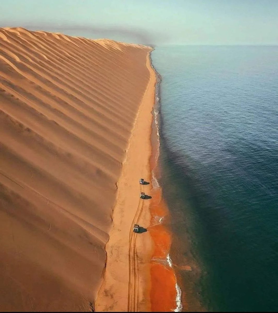 これは砂漠が海に出会うナミビアです