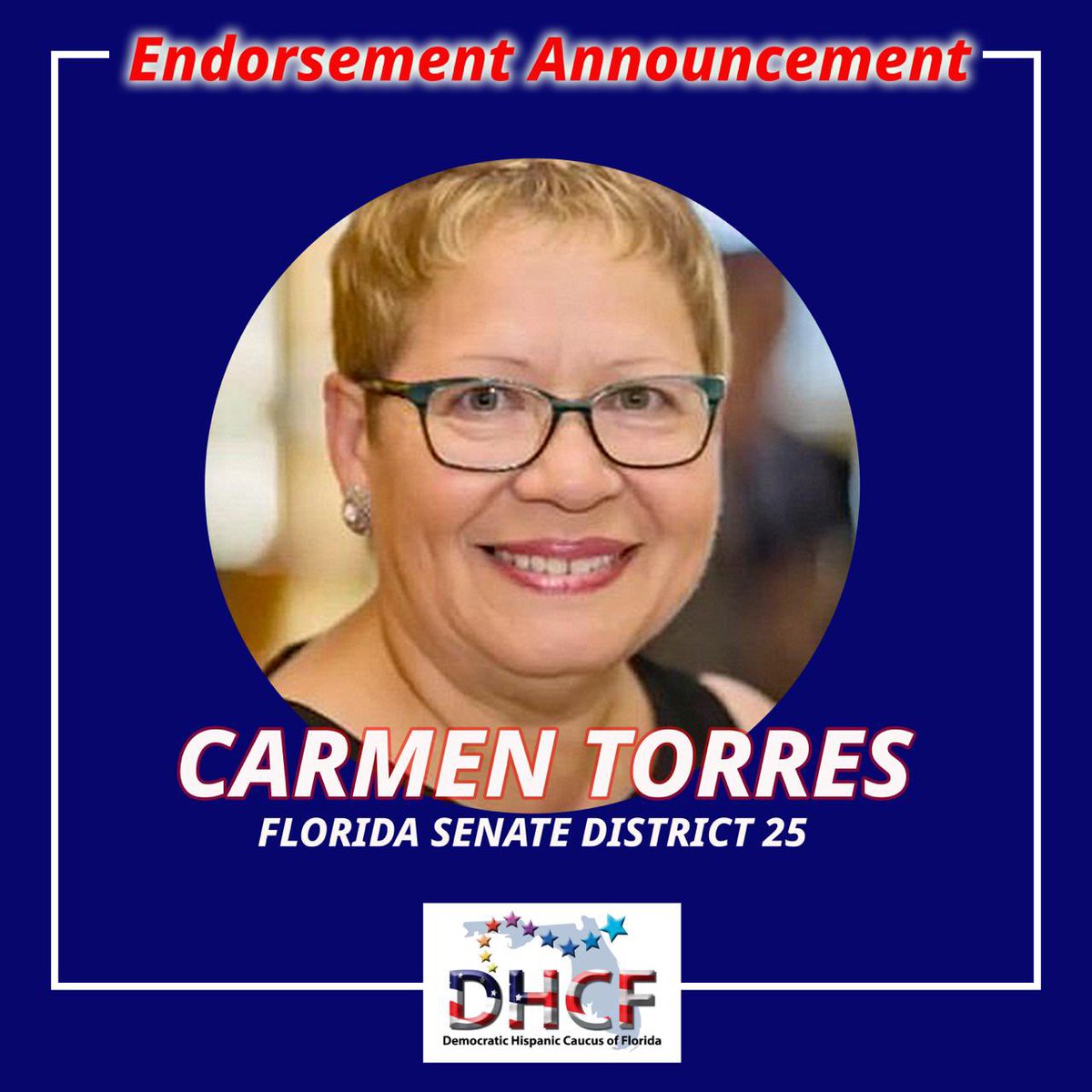 We proudly endorse Carmen Torres @CarmenforFL, running for Florida Senate District 25. She has dedicated over 29 years to building relationships, empowering voters, and defending democracy. Please visit her website to learn more👇🏻 carmentorresforflorida.com