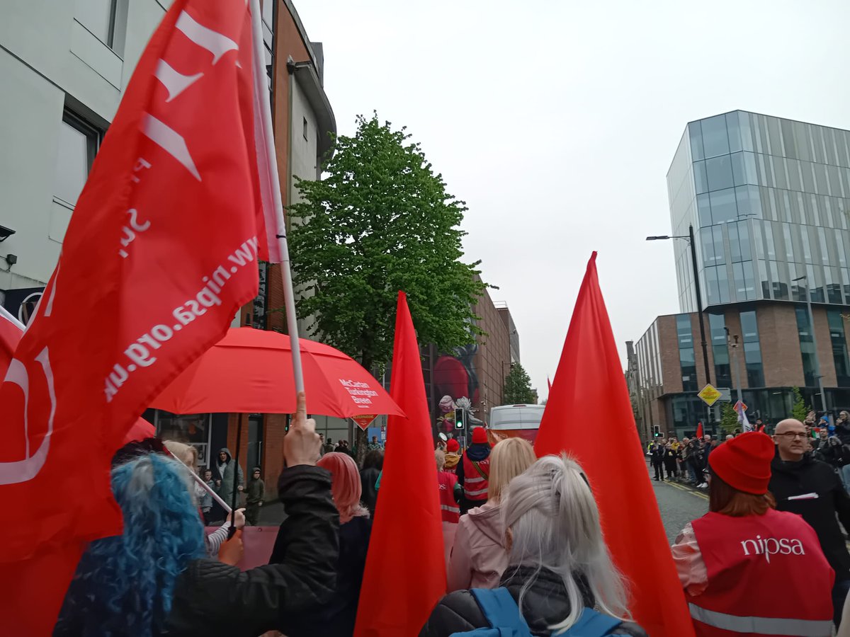 Fantastic turnout on a rainy May day in Belfast. Up the Workers✊️#Mayday