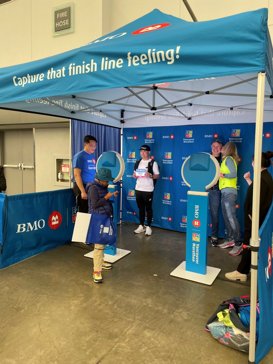 Capture and share that finish line feeling at our photo booth at the @BMOVanMarathon Expo! #BMOVM