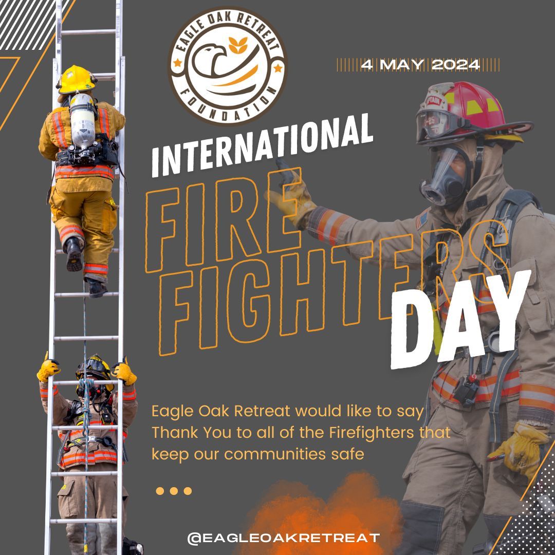 From everyone at Eagle Oak Retreat, thank you to all of the Firefighters that keep our communities safe. 👨‍🚒🔥🚒
#InternationalFirefightersDay #firstresponders #Texas #eagleoakretreatfoundation #StruggleWell #WarriorPATHH #SupportLocal #posttraumaticgrowth