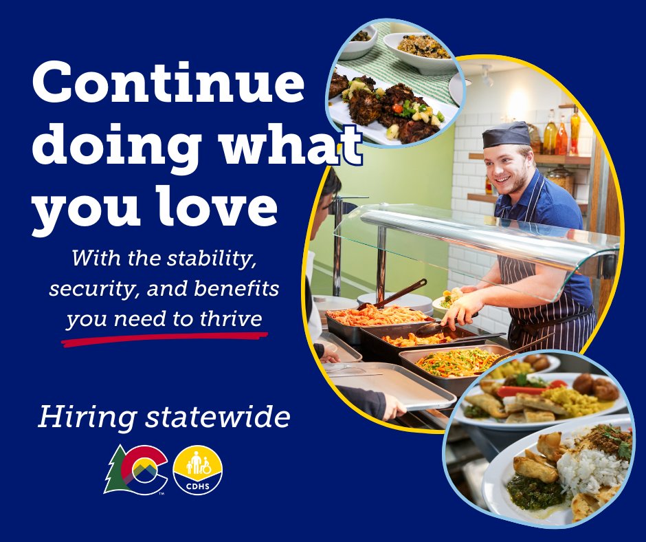 Join the teams providing nutritious meals and a supportive environment to Coloradans in our direct care facilities across the state. Check out current openings by visiting: tinyurl.com/apply-diningse…