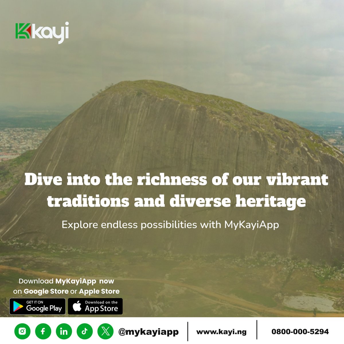 Explore the depth of our vibrant traditions and diverse heritage. Dive deeper with MyKayiApp. Get it now from the Play Store or Apple Store.

#MyKayiApp #NowLive #Kayiway #DownloadNow #Bankingwithoutlimits #downloadmykayiapp