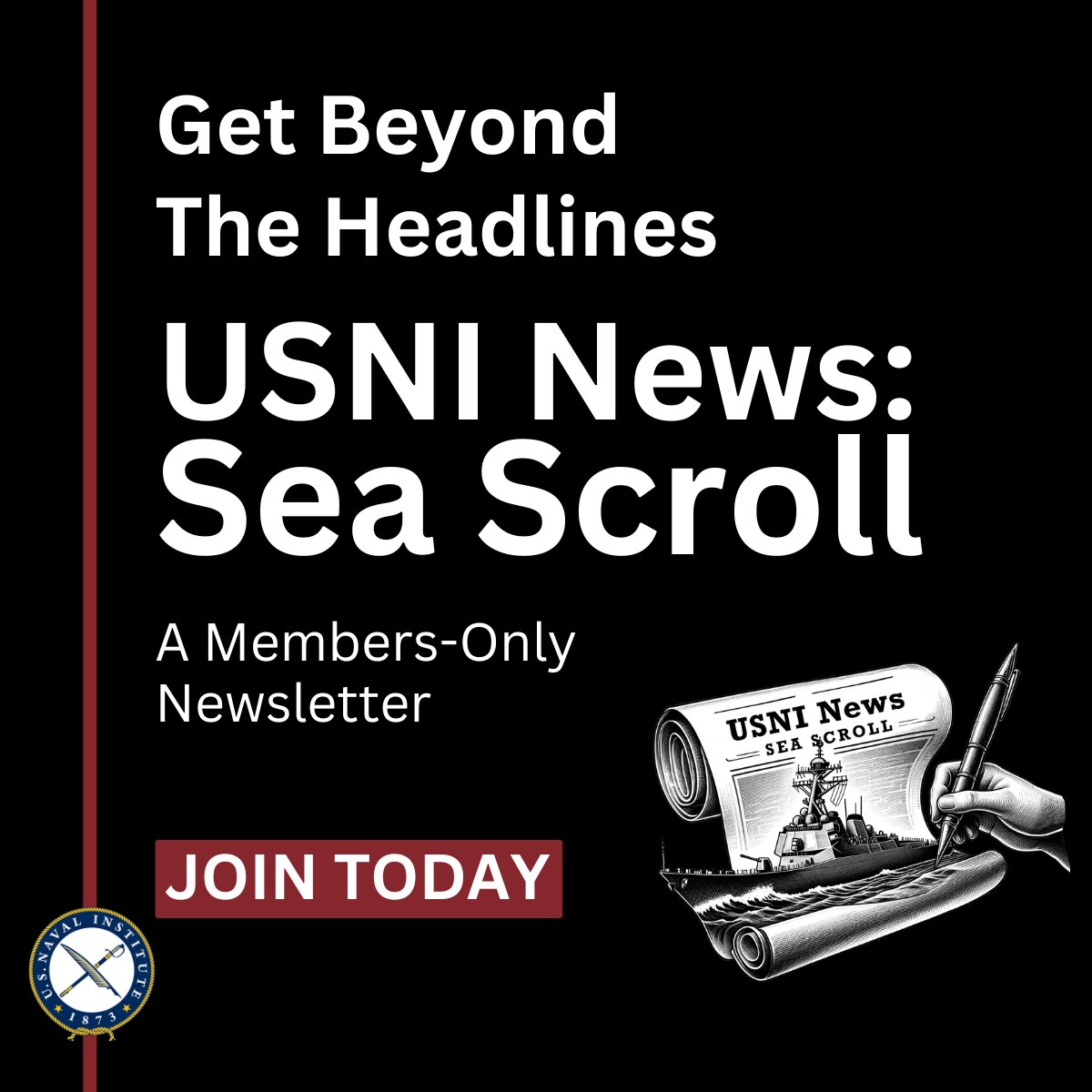 Love USNI News? Want more? Join the U.S. Naval Institute and receive our weekly member-exclusive #newsletter USNI News: Sea Scroll every Thursday! Get #BeyondTheHeadlines with exclusive #insight and #analysis. Sign up today: #StayInTheKnow #USNINews #Newshttps://bit.ly/44kf0OV