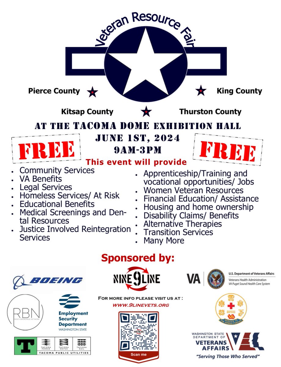 #AreYouReady #Savethedate #NineLineVS

4-weeks and counting until this annual labor of love is a go! The largest stand down event was west of Mississippi. Join team Nineline, our partners, friends, and veterans at the 11th annual Veterans Resource Fair at the Tacoma Dome.