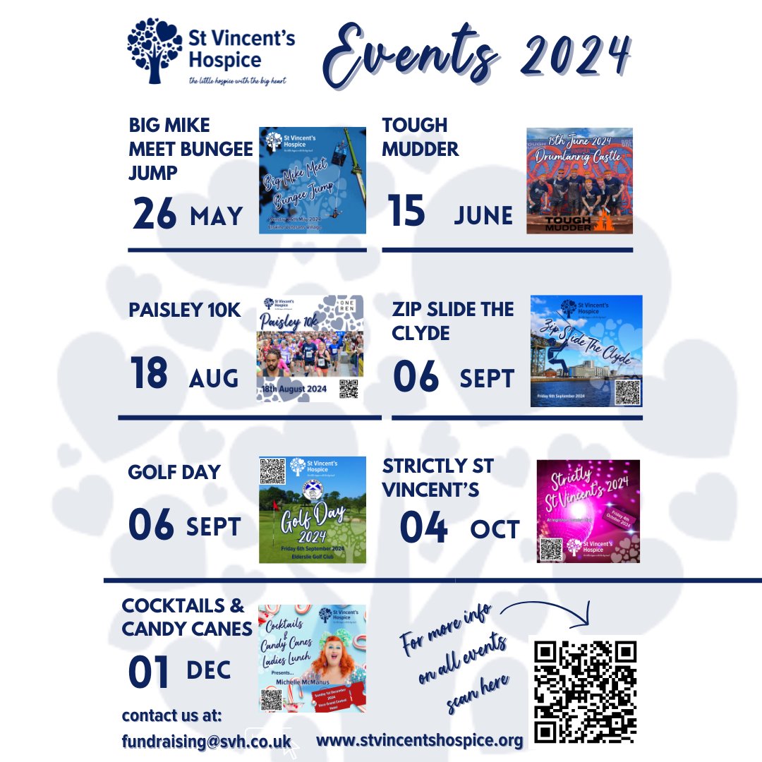Looking for an event and the opportunity to make a BIG difference to Your Little Hospice…Take a look at our calendar of events for 2024🗓️ stvincentshospice.org/st-vincents-ev… Sponsorship opportunities available, for more details contact the team at 📧fundraising@svh.co.uk #Events2024