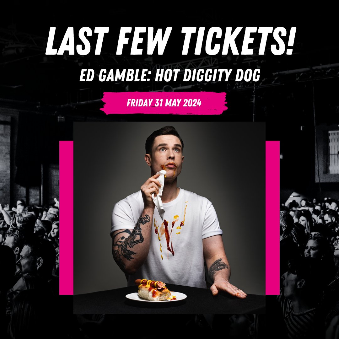LAST FEW TICKETS! 📢 ED GAMBLE: HOT DIGGITY DOG 🌭 Friday 31st May 2024 | 6:30pm Ed Gamble has minced a load of meat (thoughts), piped it into a casing (show) and it’s coming to a bun (venue) near you. 🎟️ Tickets are on sale now: engineshed.co.uk/events/id/1741…