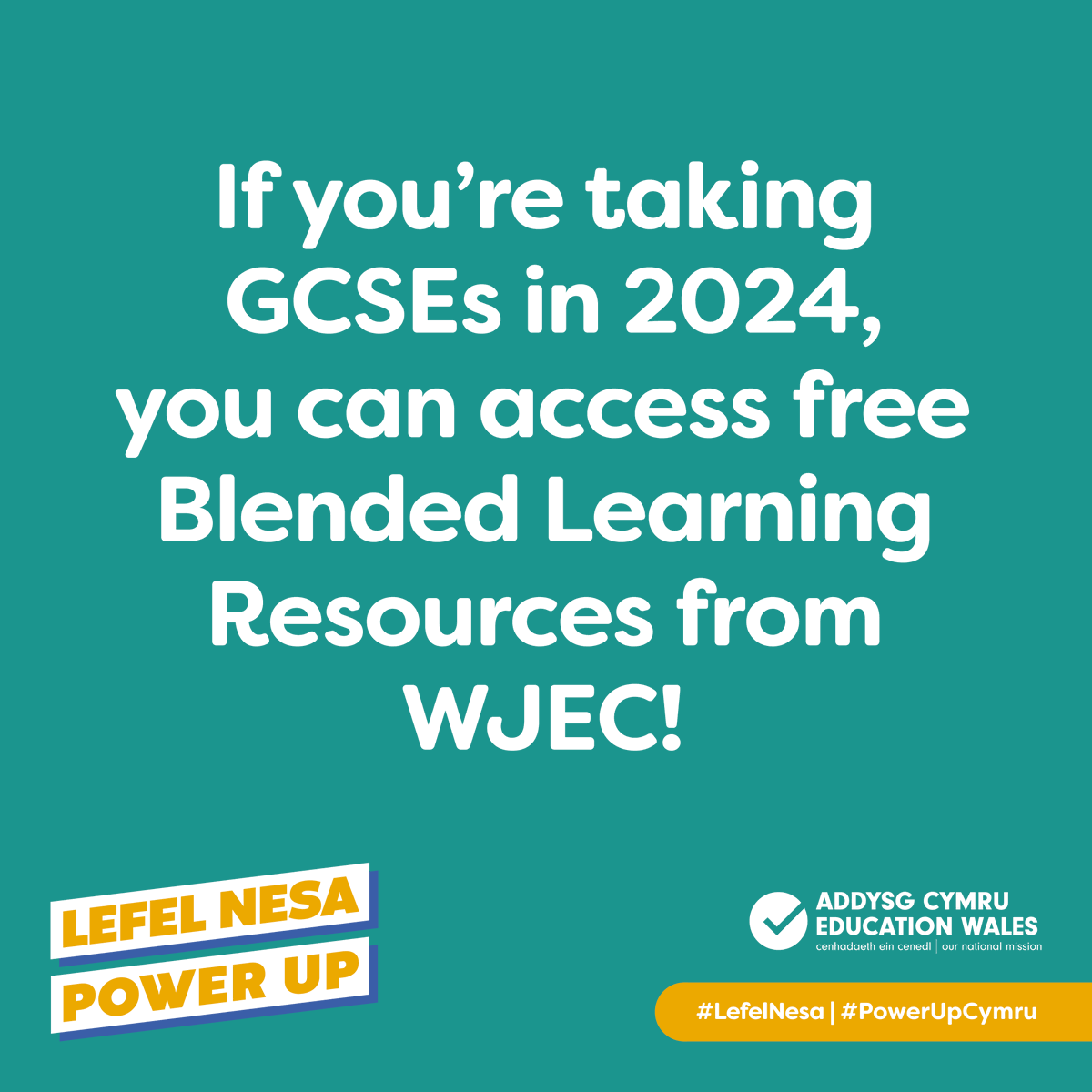 Are you taking GCSEs this year? WJEC’s Blended Learning Resources cover a wide range of subjects and can help elevate your learning! Head to gov.wales/powerup to find out more. #PowerUpCymru @CompPorthcawl @yggllangynwyd @HeronsbridgeSch @YBCBridgend @BridgePRU