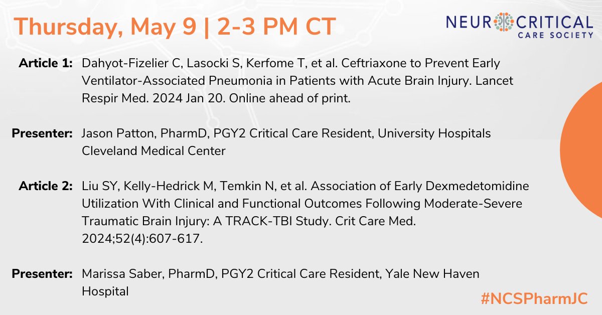 Join the NCS Pharmacy Section for #NCSPharmJC on May 9! Catch up on the latest findings and join the discussion with colleagues. Log in to your NCS account to access the articles and Zoom link: ow.ly/kHnA50RwgMW @AJWPharm @karenccrx
