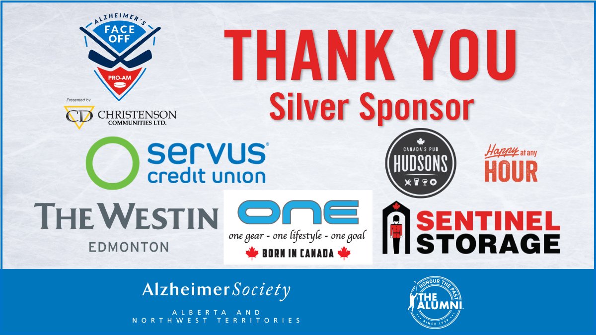 A huge shoutout to our Silver Sponsors for their unwavering support of the #alzfaceoff  Alzheimer Face Off Pro-Am Hockey tournament! It was a great success.
@ServusCreditUnion @WestinEdmonton @HudsonsCanada @StorageSentinel @ONE
@NHLAlumni

#HelpforDementia