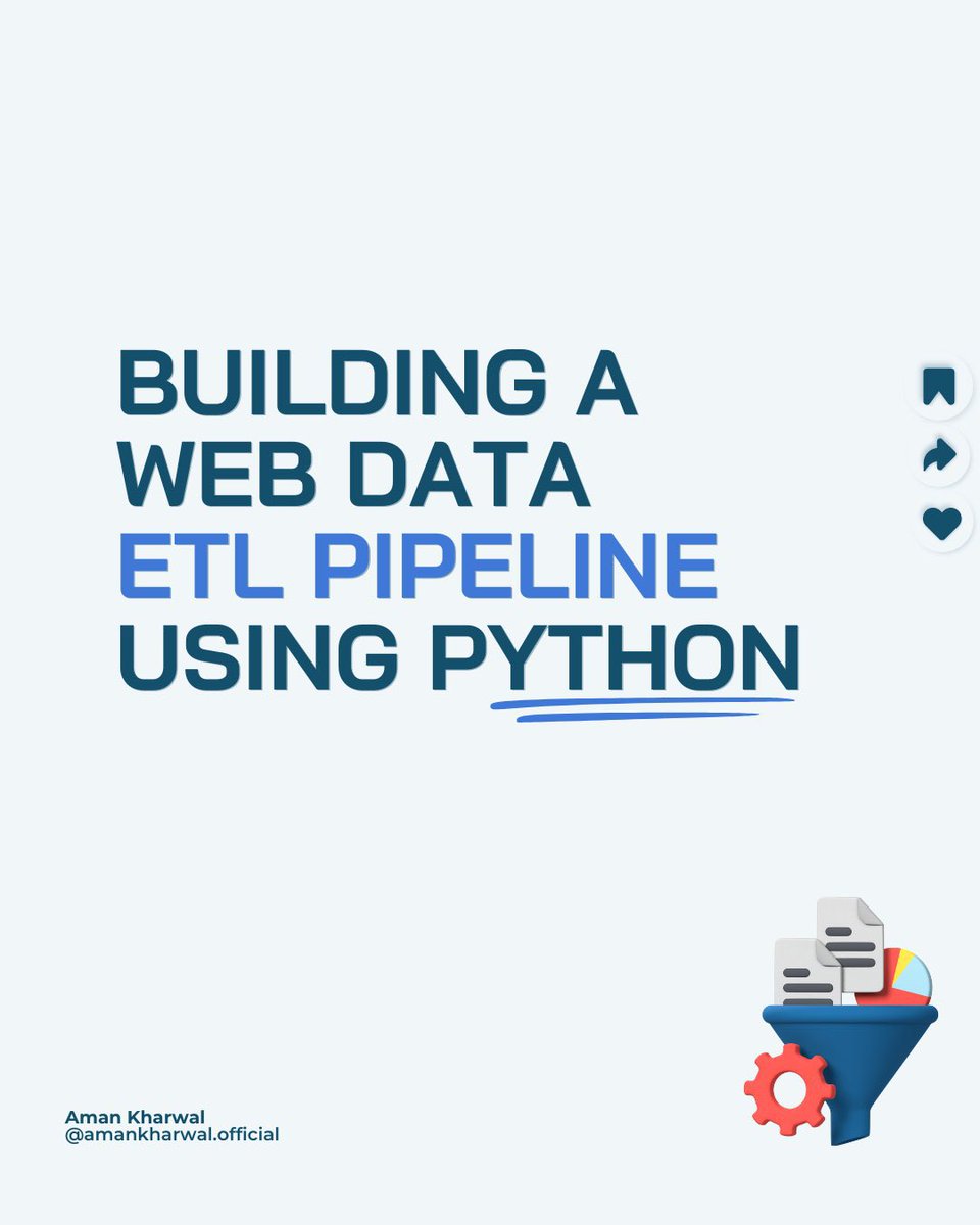 Learn how to collect data from a webpage using web scraping and building an ETL pipeline using the collected data with Python! Link: bit.ly/web-data-etl #DataScience #DataAnalytics #Python