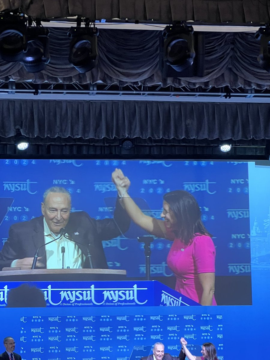 The Dynamic Duo! We are always so grateful to have the support of @SenSchumer He and our @nysut president @MelindaJPerson are champions for Union members. #nysutra