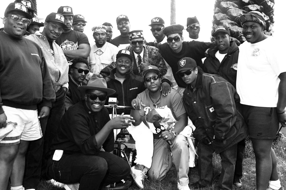 We’re All in the Same Gang. Shock G, Humpty, Tone Loc, Eazy E, MC Ren, Young MC, and Fab 5 Freddy c. 1990