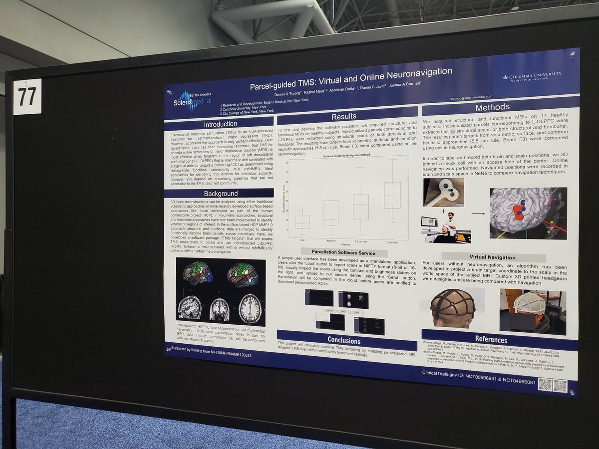 Interested in learning about our parcel-guided TMS targeting approach at the #APAAM24? Come to poster 77 and hear from Dr. Dennis Truong-PI of this NIH funded effort. @NIMHgov #rTMS #neuronavigation #depression