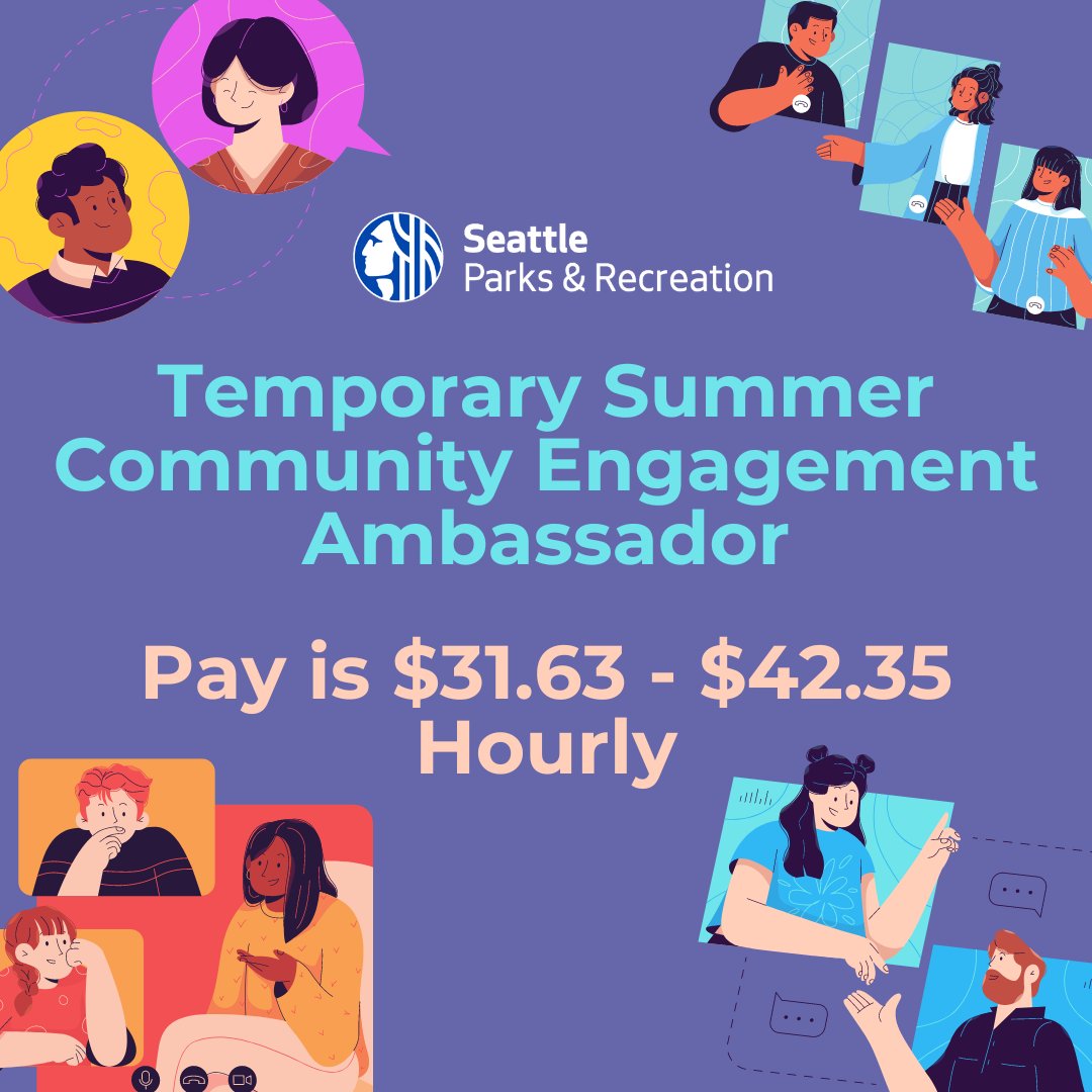 We're hiring! Temporary Summer Community Engagement Ambassador - Recreation Leader. Pay is $31.63 - $42.35 Hourly. Apply today! governmentjobs.com/careers/seattl…