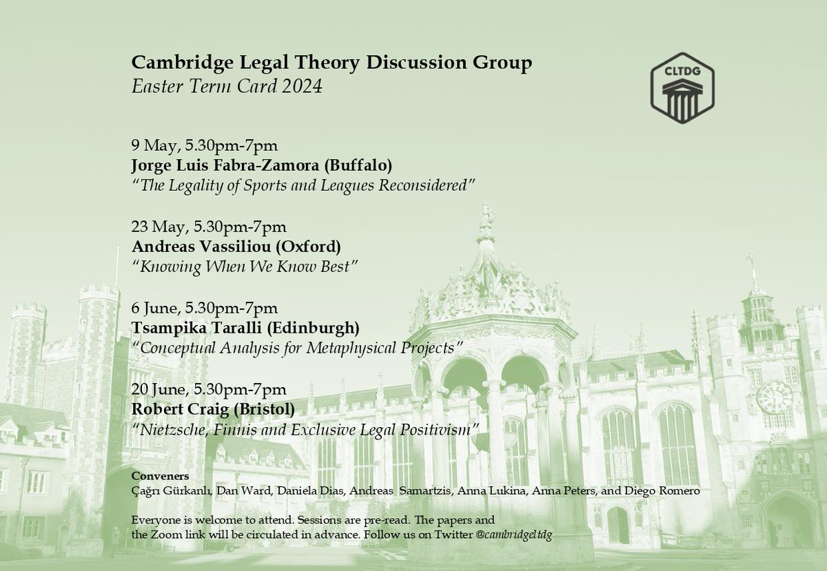 Programme for Easter Term! #cltdg #legaltheory #cambridgelaw