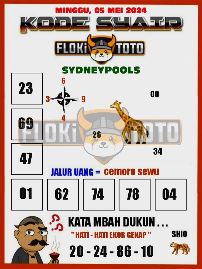 SYAIR TOGEL SYDNEY – 05 MEI 2024
#flokitoto #flokitogel #flokislot #syairtogel #syairsgp #syairhk #syairsydney #syairsydneynight #togelonline #togeljitu #togelhongkong #togelsgp #togelsydney #resulttogel #resulthk #resultsgp #resultsydney #Datahk #datasgp #datasydney