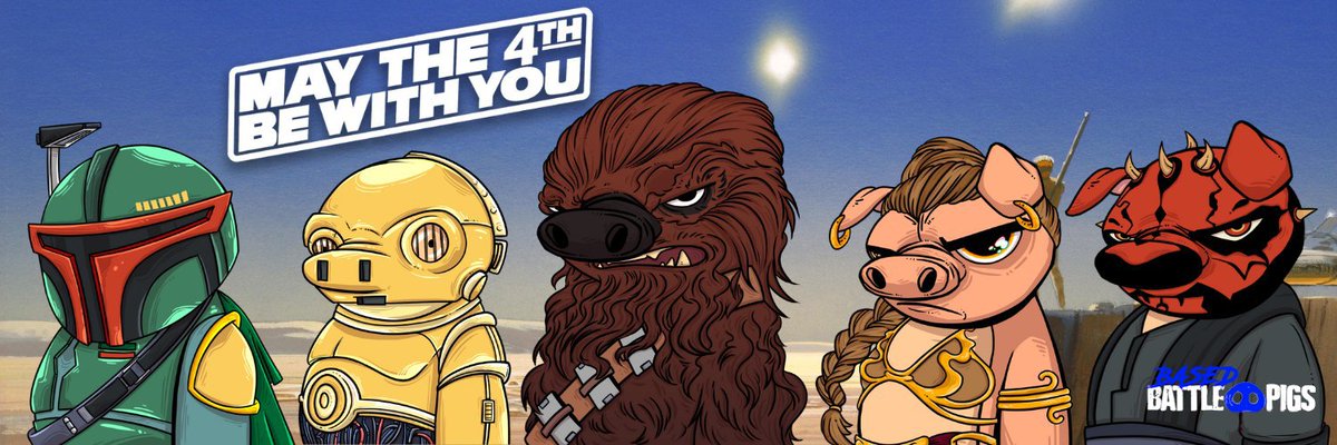 May the 4th Be With You!

To celebrate we're doing a 24 hour WL giveaway.

1.  Retweet &amp; Tag 2 <a href="/base/">Base</a> heads.
2.  Drop your Eth address.

One lucky entrant will also receive a FREE Based Battle Pig upon launch!

The Countdown has begun.  Sale goes live on the 10th May!