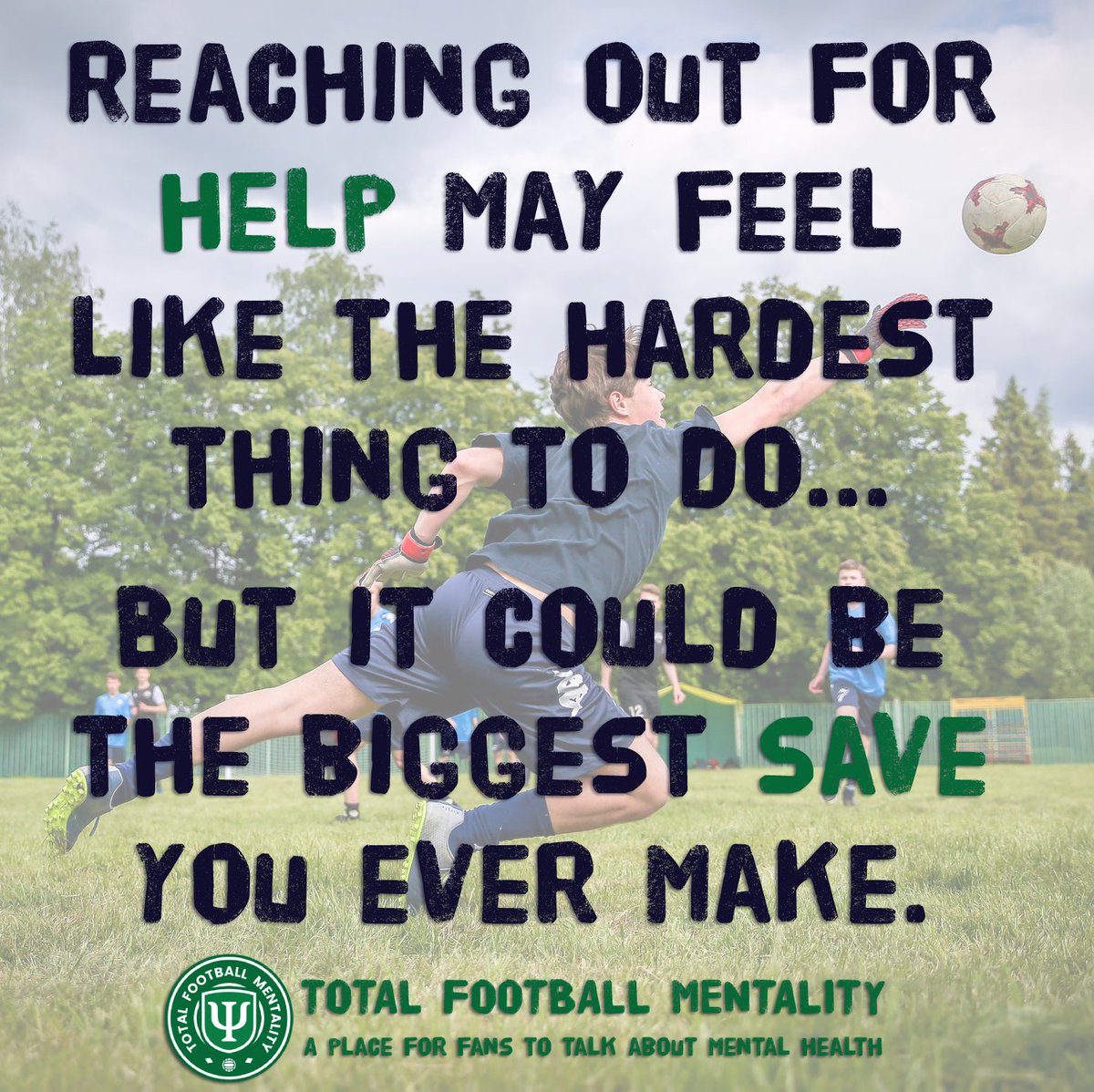 Your life is worth saving. There are people who want to be there for you and keep you in the game. Reach out and ask for help. You are worth it.

My DMs are always open.

#MentalHealth ⚽️ #AskForHelp ⚽️ #YouAreWorthIt
