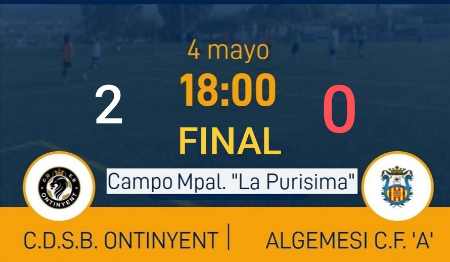 ⏹️Finaaaaaaaaaal a La Puríssima ❗ 💪🏼 Triomf del Deportivo Ontinyent per 2-0 🆚 @AlgemesiCF amb el que els de @aguarnercambra certifiquen virtualment la permanència ⚽ Adrian i Aracil